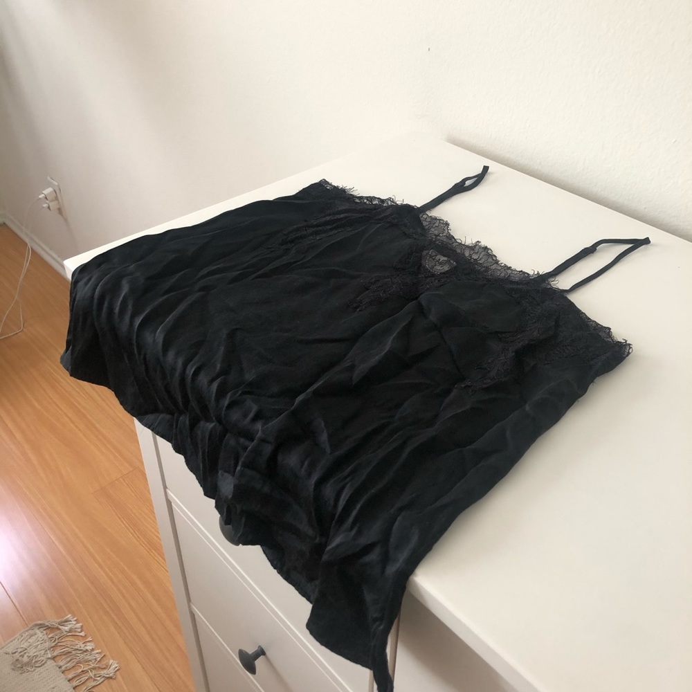 CAMI NYC black silk cami with beautiful lace